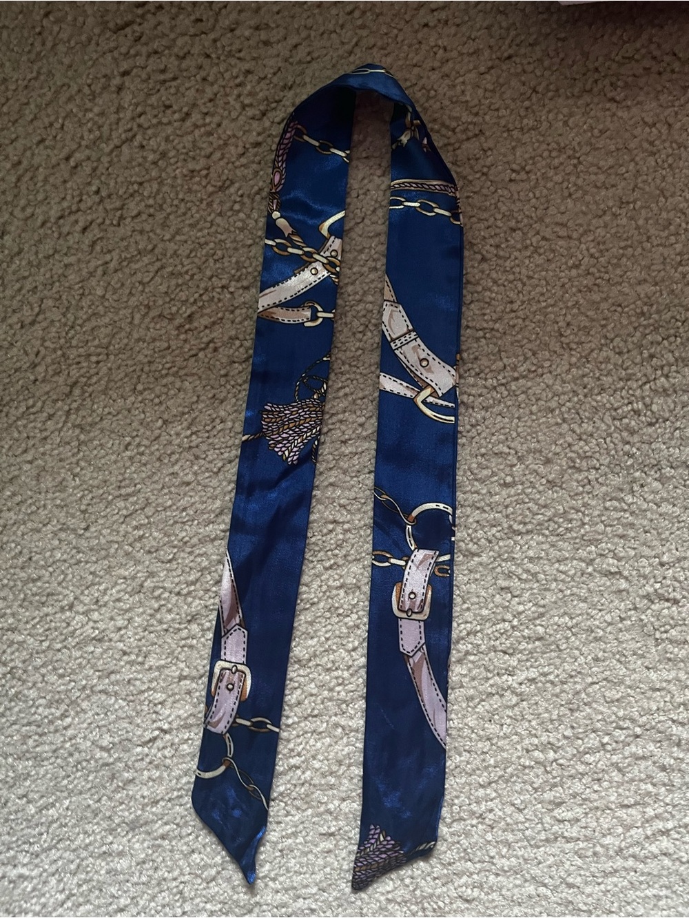 New navy equestrian horsebit h style hair twilly purse twilly scarf